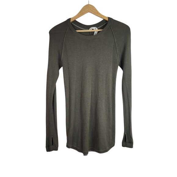 Lululemon Sunshine Coast Sweater Green SZ 4 Long Sleeve Thumbhole Cashmere Blend - Picture 1 of 9